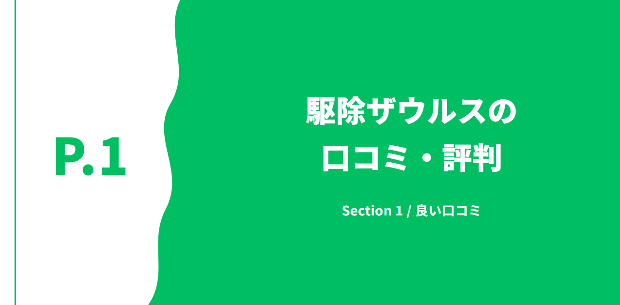 記事の区切り画像（P.1・Section 1 / 良い口コミ）