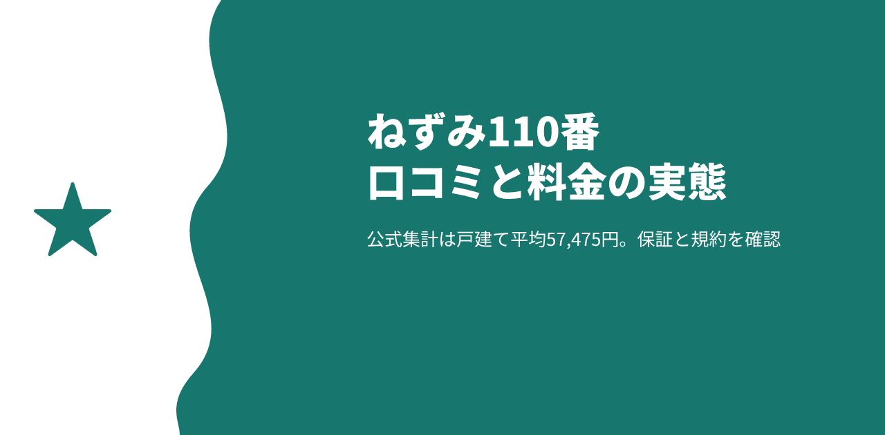ねずみ110番の口コミ・評判|公式集計は戸建て平均57,475円。料金・保証・規約を確認【2026年10月】